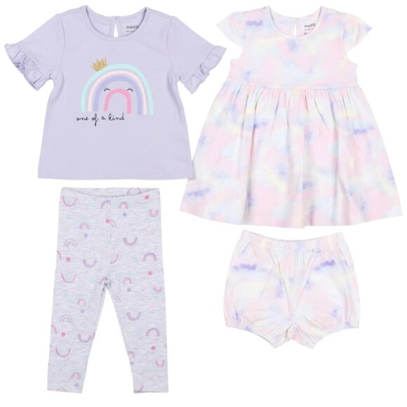 Girls Outfit 24 Months Set 4 Piece Rainbow Pink Purple 2 Outfits Baby Girl 24M - Picture 2 of 7